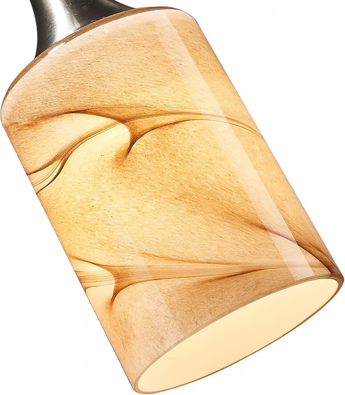 3Packs Cylinder Glass LampShade for Wall Sconce Mini Pendant Ceiling Fan Light 1.65in fitter Art Glass Light Cover Replacement Fixture for bathroom,Table Lamp kitchen Chandelier (Brown Marble-4P)