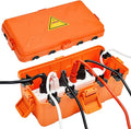 Hrensaw Medium Outdoor Electrical Box(10.6x5.5x4.5inch),Weatherproof Connection Box w/6 Cable Entry,IP54 Waterproof Extension Cord Cover Protect Power Strip,Timer,Plug,Holiday Lights,Orange