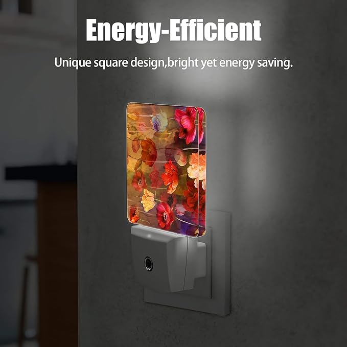 Abstract Floral Night Light, Leaf Plug into Wall with Dusk to Dawn Light Sensors, Warm Nightlights for Bedroom, Bathroom, Hallway, Kitchen, Gifts Ideal for Boys Girls Women Men