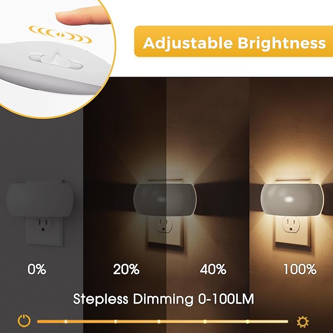 L LOHAS LED Night Light, Backlit Night Lights Plug into Wall, Auto Dusk to Dawn Sensor, 0-100LM Dimmable Night Light, LED Plug in Sleep Nightlight for Kids, Bathroom, Bedroom, Hallway, Stairs, 1 Pack