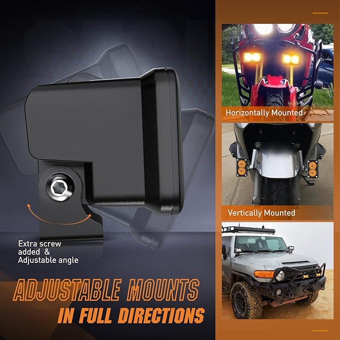 Nilight Motorcycle Amber LED Pods 2 PCS 3 Inch 1070LM Flood Offroad Fog Driving Auxiliary Light w/18AWG DT Wiring Harness Kit for ATV Truck Boat Tractor Forklift