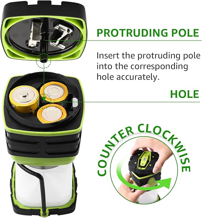 Lepro 1500LM Battery Powered LED Camping Lantern, Waterproof Tent Light with 4 Light Modes, Camping Essentials, Portable Lantern Flashlight for Camping, Emergency Light, Power Outage, Not Rechargeable