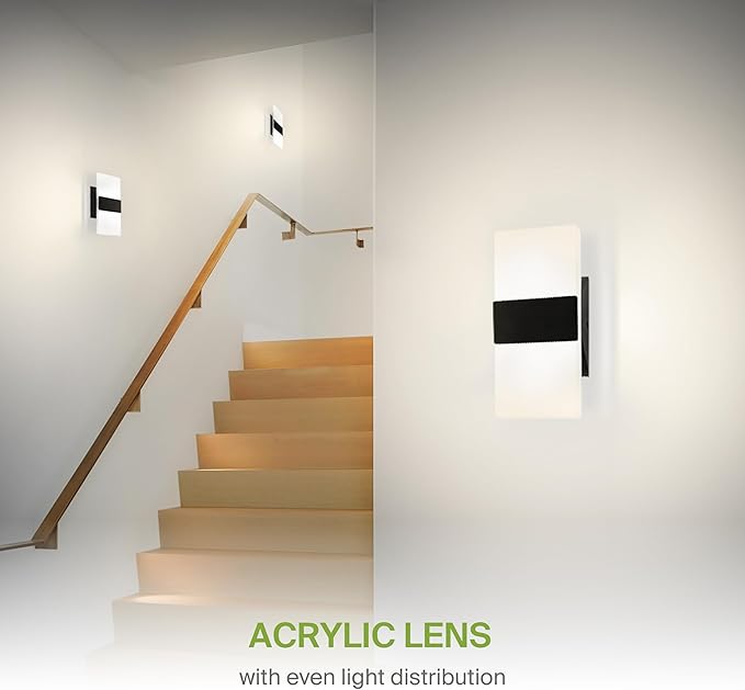 ASD LED Indoor Wall Mount Light Fixture - 8 Inch 10W Modern Interior Matte Black Dimmable Wall Sconce Light - ETL 2700K-5000K Adjustable - Hallway, Bedroom LED Wall Lights