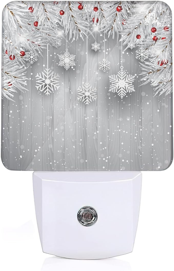 YASHILAIYA Christmas Night Light,Snowflake Winter Night Lights Plug into Wall with Dusk to Dawn Light Sensors Nightlights for Bedroom Bathroom Hallway Kitchen Gifts Ideal for Girls Women
