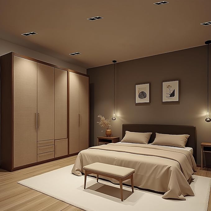 3" Square 24W LED Dimmable Recessed Lighting Downlight, Home Indoor Directional Ceiling Spotlight Surface Fixture with 36° Beam Angle, Honeycomb Mesh Anti-Glare Design, Includes Junction Box