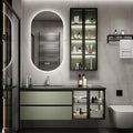 Bathroom Vanity with Sink - Bathroom Vanity Cabinet and Sink and Slab Top | Side Shelf and Ambient Lighting, LED Smart Mirror Cabinet (44'')