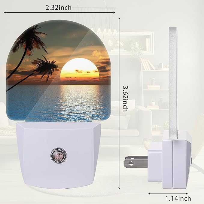 Sunset Palm Night Light, Night Light Plug into Wall with Dusk to Dawn Sensor, LED Lamp Energy Saving Lights for Men Women Boys Girls,Lamp for Bedroom Bathroom Hallway