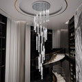157" Long Light 25-Lights Silver Chandeliers for Entryway High Ceiling Pendant Lights Crystal Drop Light for Living Room Foyer Hallway Staircase