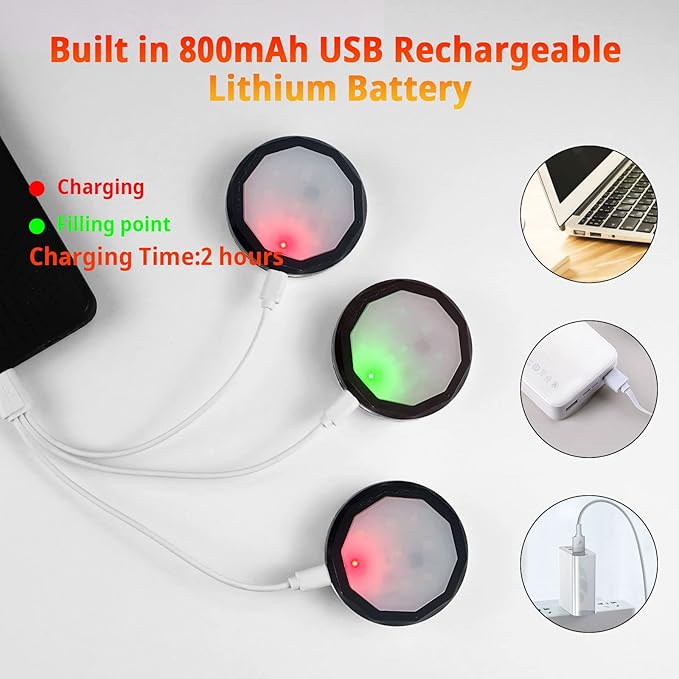 Under Cabinet Wireless LED Puck Lights: Changeable 16 Colors, USB Rechargeable, Timing & Dimmable