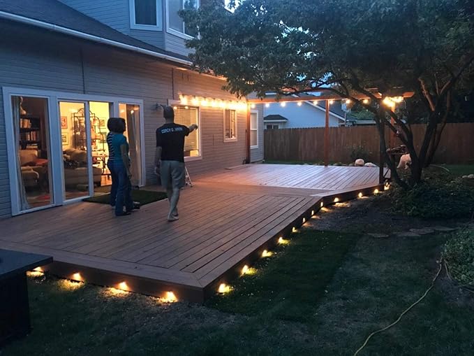FVTLED Warm White Low Voltage LED Deck Lights kit Φ1.38 Outdoor Garden Yard Decoration Lamp Recessed Landscape Pathway Step Stair Warm White LED Lighting, Black