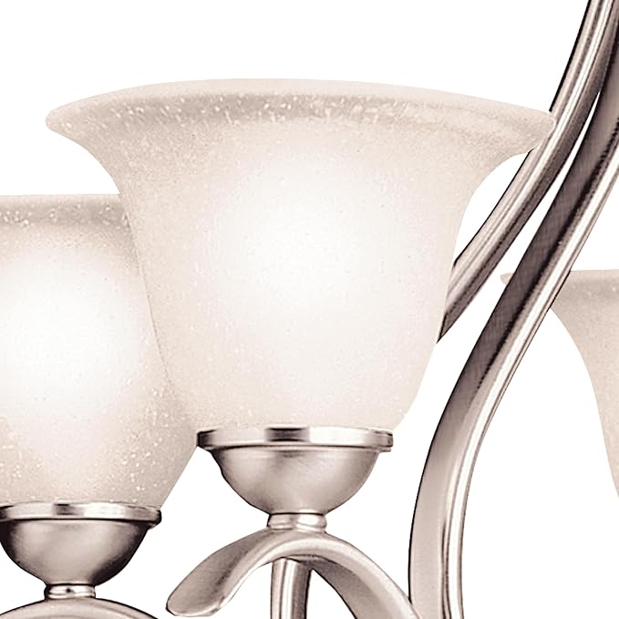 Kichler Dover 23" Chandelier in Brushed Nickel, 5-Light Classic Foyer or Dining Room Chandelier with Etched Seeded Glass, (23" H x 24" W), 2020NI