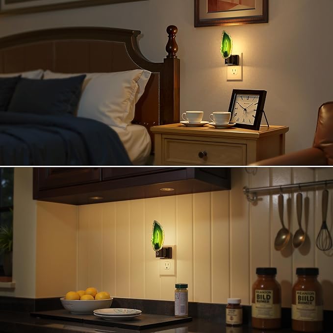 Briignite Agate Night Lights Plug into Wall, Dimmable Night Lights with Adjustable Brightness, LED Nightlight with Dusk to Dawn Sensor, Green Healing Stone Agate 3000K Warm White for Hallway Bedroom