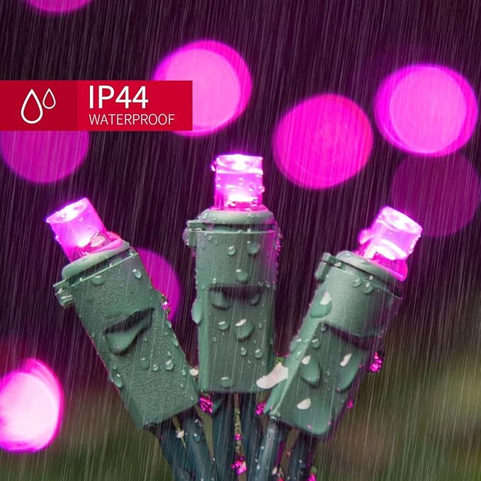LAMPHOME Pink Valentine Lights String, 64.8 Ft 300 Count Valentines Day, Pack of 3 Strands 21.9 Ft 100 Lights UL Certified Commercial Grade Green Wire 5mm Holiday String Light