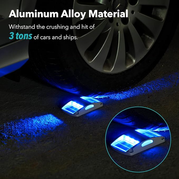 AGPTEK Solar Driveway Lights 12 Pack, Outdoor Deck Dock Marine LED Solar Powered Waterproof Driveway Marker Lights for Warning Step, Sidewalk, Pathway, Garden, Yard (Blue Light)