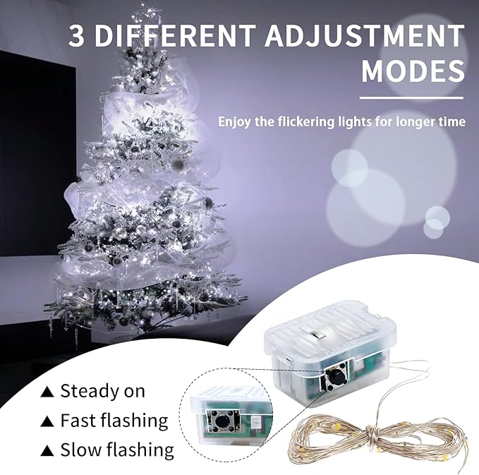 12 Pack White Fairy Lights 7Ft 20 LED Twinkle String Lights 3 Modes Battery Operated Waterproof Firefly Starry for Mason Jar Party Wedding Christmas Valentines Day Table Centerpieces,Cold White