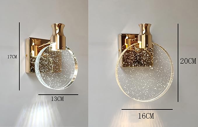 Aomesinc Crystal Wall Sconce Nordic Style LED Wall Lamps Simple Creative Lights for Living Room Bedroom Bedside Dresser Bathroom Corridor(A,Golden,Small)