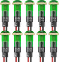 10PCS Small 110V LED Indicator Light, 8mm (5/16") IP67 Waterproof Low Power Pilot Lights Panel Mount for Car, Truck, Boat, Dash（10PCS Green LED