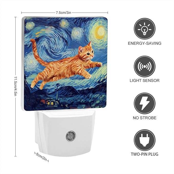 LED Night Lights Plug into Wall,Starry Night Pouncing Bengal Cat Decorative Night Lights Plug into Wall with Auto Light Sensor for Boys Girls Bedroom Decorative Nightlight Led Lamp