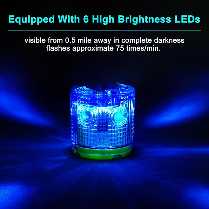 Aolyty Solar Strobe Warning Light IP54 Waterproof LED Flashing Safety Light Bright Warning Lamp Outdoor with Switch for Construction Traffic Dock Marine Beacon Road Signs (Blue)