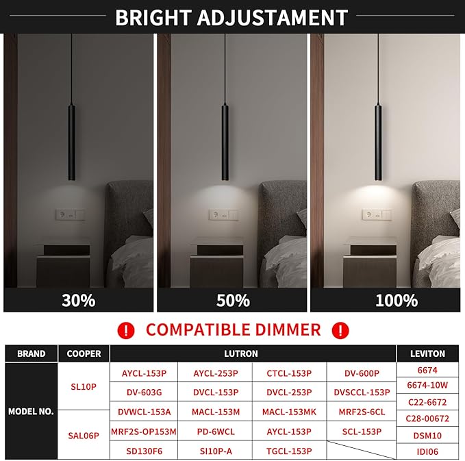 OKELI Modern Pendant Lights, 3 Color Temperature Adjustment LED Dimmable Pendant Light Fixtures, 2700K/4000K/6000K Pendant Lighting for Kitchen Island,Bar,Bedroom, 15.7inch, ETL, 3 Pack