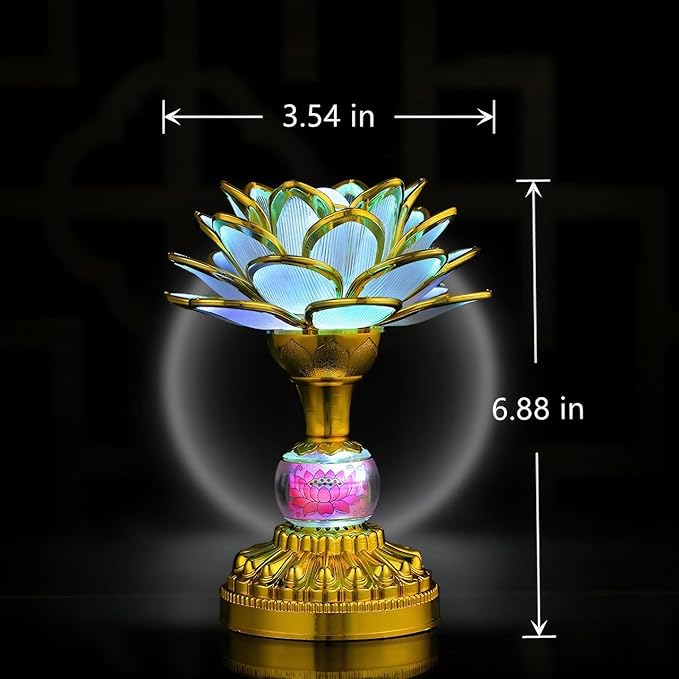 2 Pack Colorful LED Lotus Buddhist Lamp, Gradient Buddha Light for Worship, Prayer and Display, Low Power Consumption, Eco - Friendly Material for Buddha Occasions, Buddhist Supplies - Pink Gold