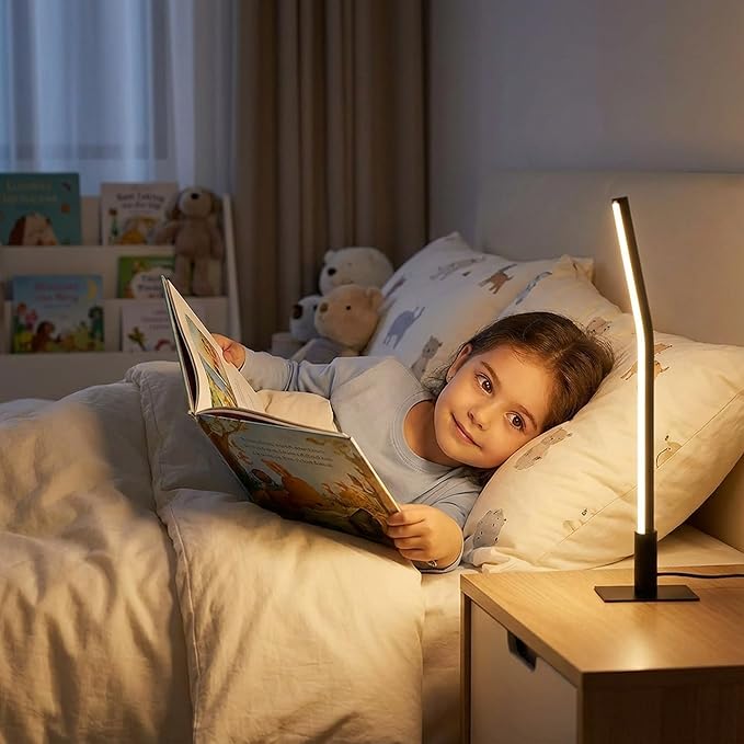 LED Desk Lamp,Stepless Dimmable Bedside Lamps with 3 Color Temperature,Modern Nightstand Light,Touch Lamp for Bedroom,Living Room,Corner,Gift,Black,6W