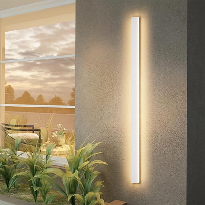 Aipsun Porch Wall Lights 59inch Long Strip Modern LED Outdoor Wall Light Fixture, 1 Pack White Wall Mount Lighting Sconce Exterior Lights Wall Sconce Long Linear Outside Lighting 3000K