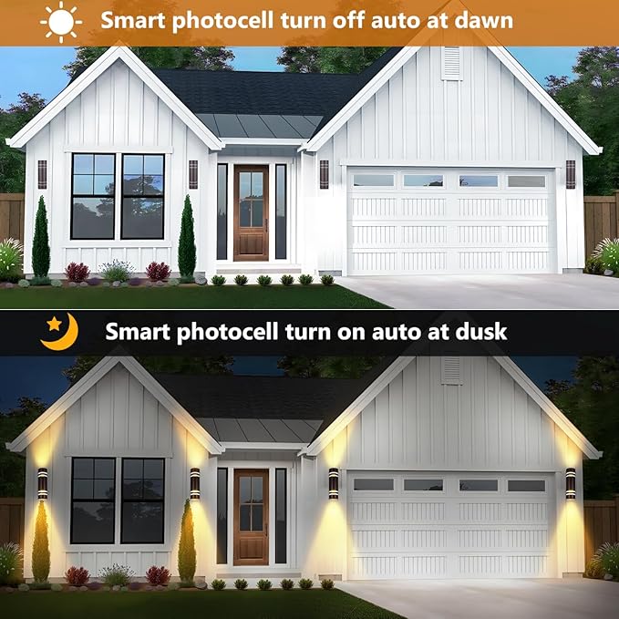 wowlite Dusk to Dawn Outdoor Lighting 2 Pack, Modern Outdoor Wall Lights Exterior ETL Listed, Oil Rubbed Bronze Cylinder Outdoor Sconce Lights, Waterproof Outside Lights for House Porch Garage