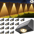 Solar Fence Lights Outdoor Waterproof High Brightness LED Spot Lens Deck Lights 7 Mode Warm & Cool White RGB Solar Powered Wall Lighting Decor for Outside Patio Step Backyard Railing Pool - 16 Pack