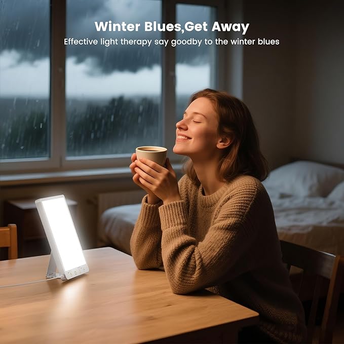 10000 Lux Light Therapy Lamp - 3 Color Modes, Slim Portable Design, Memory Function & Touch Control, Sunlight Lamp for Home Office, Wall Mountable Therapy Light.