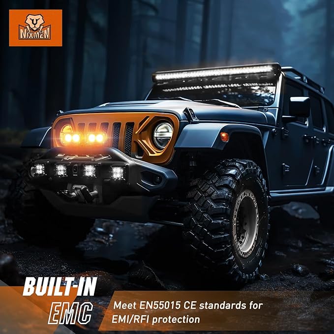Nilight Motorcycle Amber LED Pods 2 PCS 3 Inch 1070LM Flood Offroad Fog Driving Auxiliary Light w/18AWG DT Wiring Harness Kit for ATV Truck Boat Tractor Forklift