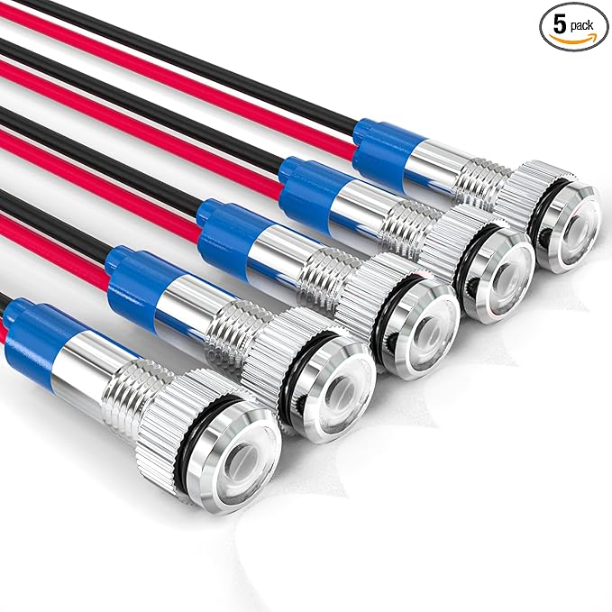 GASHER 5 PCS Energy Saving Indicator Light, LED Light 12V/24V/110V 20mA Panel Mount Light, Mounting Hole Size 6mm White LED (110V)