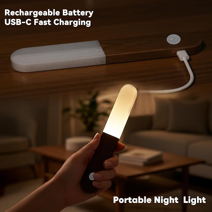 iThird Motion Sensor Night Light - Wireless Wall Light, Magnet Rechargeable LED Lights, Portable Stairs Lights, Decor for Bedroom, Hallway, Living Room