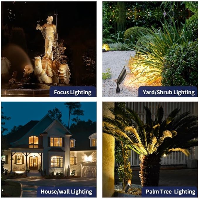 Gardenreet Spotlight Low Voltage LED - 12V AC/DC Outdoor Ground Spot Light Fixture, Weather Proof Brass Landscape Lights, Directional Hardwired Bronze for Flag Sign Without Bulbs (10 Pack)