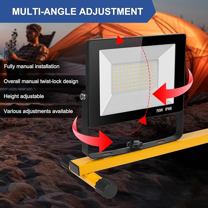 21000Lumens LED Work Lights with Stand, 3 Adjustable Work Lamp Head with Individual Switch, IP66 Waterproof Tripod Work Light for Outdoor Indoor Job Site Workshop Garage Construction Site