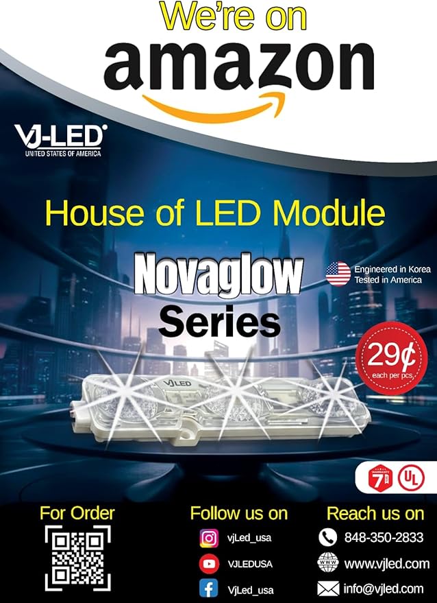 Super Bright 100-Pcs LED Module 10,000K LED Strip with | Max. 50 modules in Series | Waterproof (IP68) Decorative Lights for Letter Signs | 3M Adhesive Back | (White)