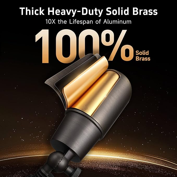 Gardenreet LED Low Voltage Spotlight - 12V AC/DC Bronze Outdoor Light Fixture, Brass Landscape Lights Hardwired, Weather Proof for Wall Wash Flag with Warm White MR16 Removable Bulbs (10 Pack)