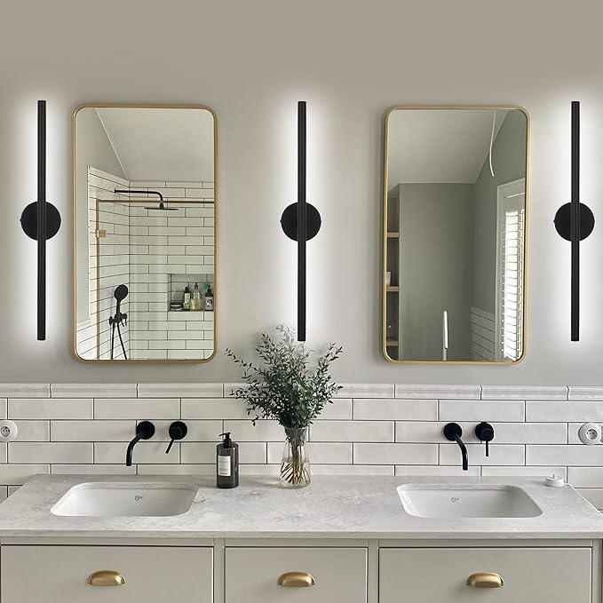 BONLICHT Modern Bathroom Vanity Light Black Light Fixtures for Bathroom Above Mirror 24 Inch Led Lights Bath Lighting Fixture 12W 350°Rotatable Dimmable 5CCT LED Indoor Sconce Wall Mount Picture Light