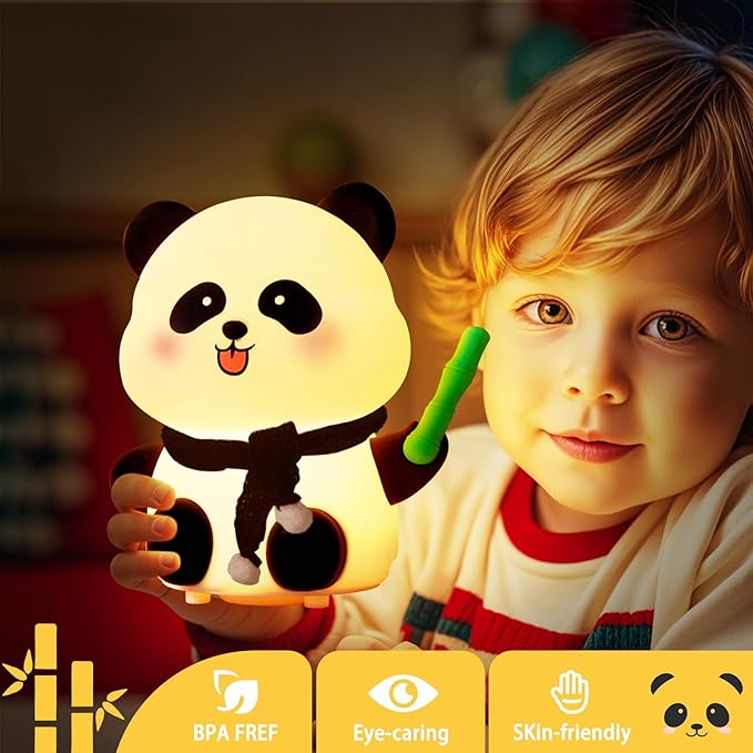 Bunny Night Light for Kids, 7 Colors LED Nightlight for Bedroom, Cute Rabbit Nursery Night Lamp for Girls Boys, Cute Stuff for Children Nightlight Thanksgiving Christmas Gifts (Bamboo Panda)