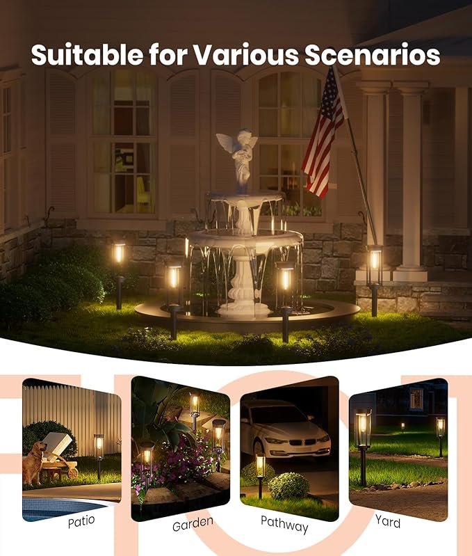 Solar Pathway Lights Outdoor Solar Lights Outdoor, IP65 Waterproof Auto On/Off Solar Garden Lights Solar Powered Landscape Lighting for Yard Walkway Driveway Pathway (Warm White, 6pack)