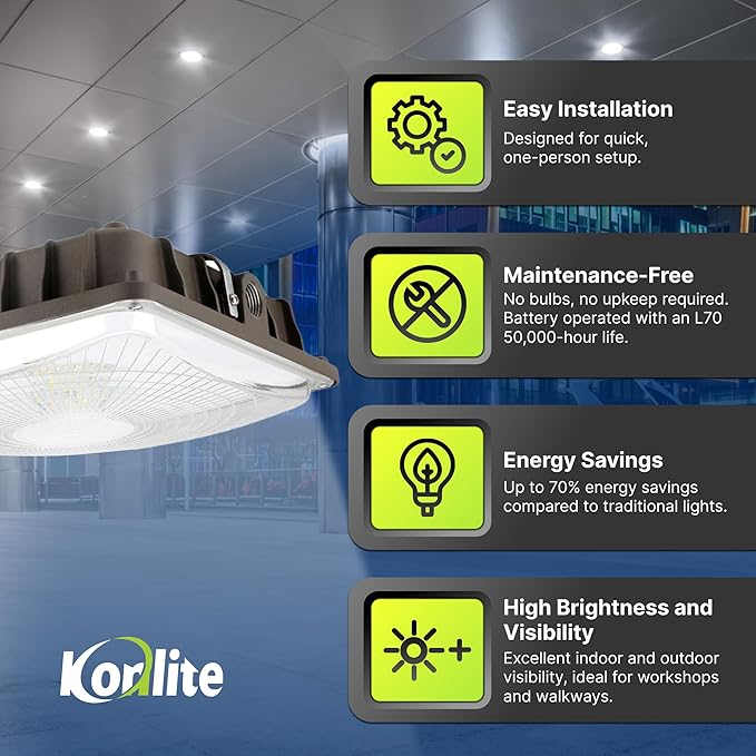Konlite - 27W (3800LM) Residential & Commercial LED Indoor & Outdoor Lights for Shops, Garages & More, Outdoor Light Fixture, UL, Dark Bronze
