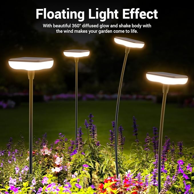 Solar Lights Outdoor Pathway 8 Pack IP65 Waterproof 31" Solar Garden Lights 2 Heights Adjustable Auto On/Off Lasting 12H for Walkway Patio Lawn Path Yard Plants Flower Beds Landscape Decor