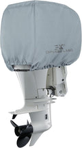 Explore Land Outboard Motor Cover - Waterproof 600D Heavy Duty Boat Engine Hood Covers - Fit for Motor 225-300 HP, Grey