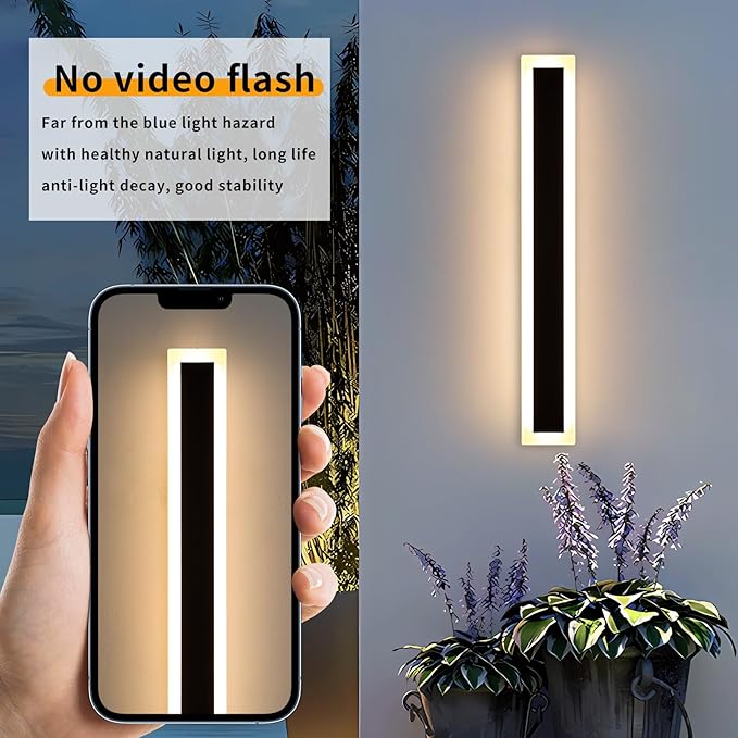 Mikeru 2Pack 39.3inch Modern Outdoor Exterior Wall Light, 3000k/4500k/6000k 3 Colors Switchable Large Outdoor Fixture Wall Mount, Ip65 Waterproof Modern Long Porch Light, Hardwired (Width: 5.5inch)