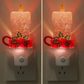 2 Pack Christmas Candle Night Light Plug into Wall Glitter Water Nightlight with USB/Outlet Options, Christmas Decorative Nightlight for Bedroom Kitchen Nursery Holiday Decorations Gifts (Candle)