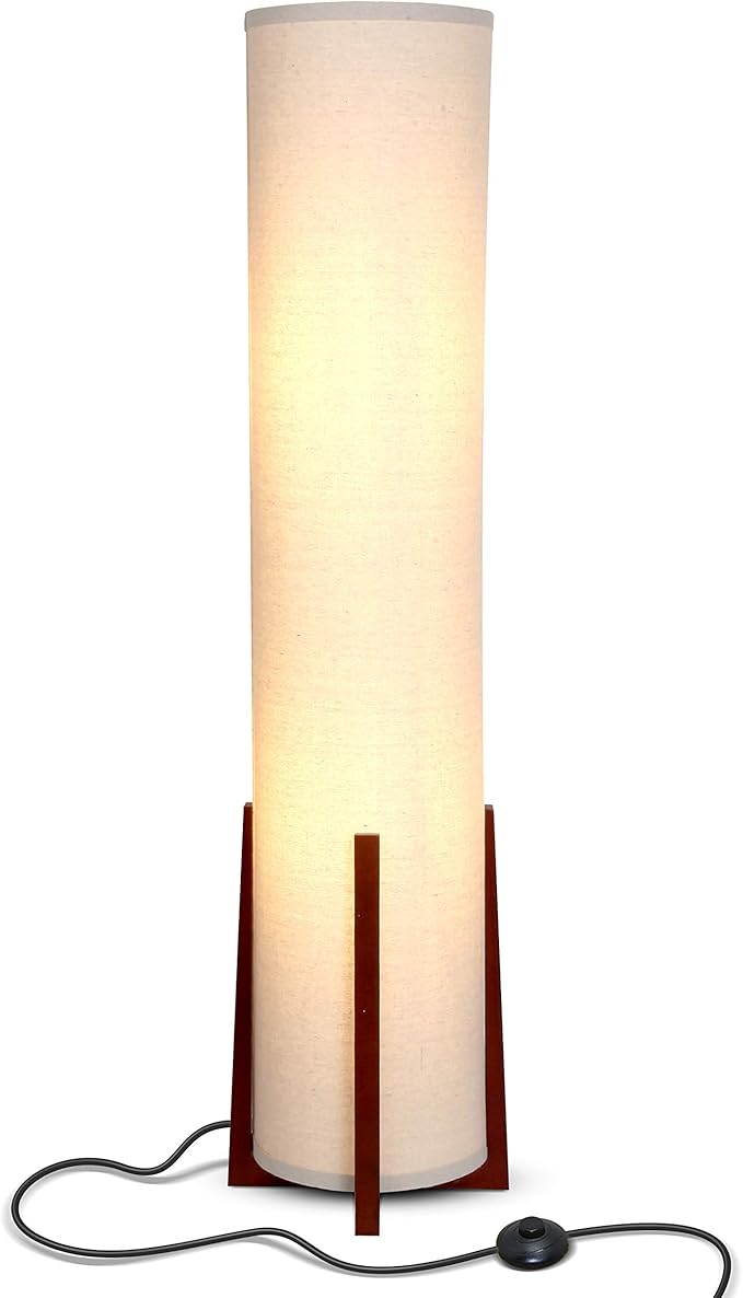 Brightech Parker Paper Lantern Floor lamp, 48 Inch Tall Lamp with Wood Frame, Asian Design for Bedroom, Decorative Tower Shade Lamp for Living Rooms & Offices, Great Living Room Décor
