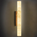 LMQNINE Natural Alabaster Wall Sconces Spanish Marble Wall Light Cylinder Modern Black LED Sconce for Living Room Bedroom Bathroom Stairs（M-1Pack）
