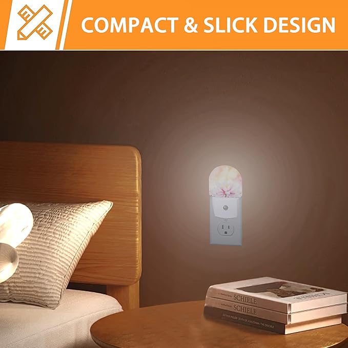 Water Lily Flower Night Light,Night Lights Plug into Wall with Dusk to Dawn Sensor,Lamp for Bedroom Bathroom Hallway Nightlight for Women Girls