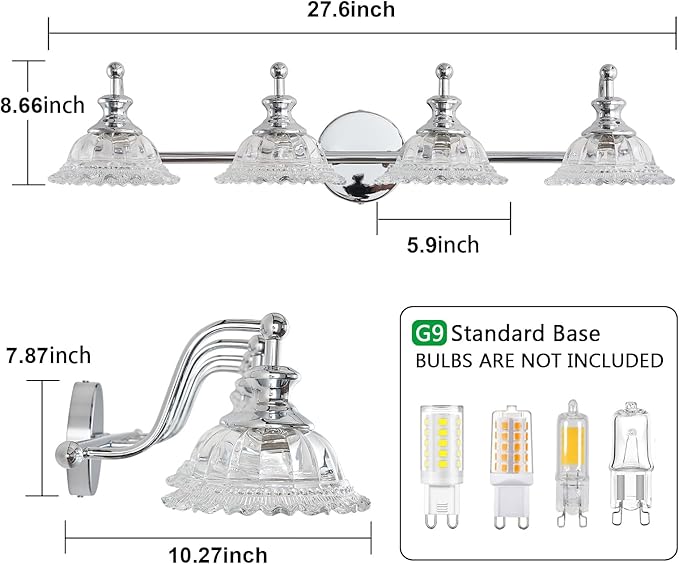 29.7" Chrome 4 Light Vanity Lights for Bathroom Light Fixtures
