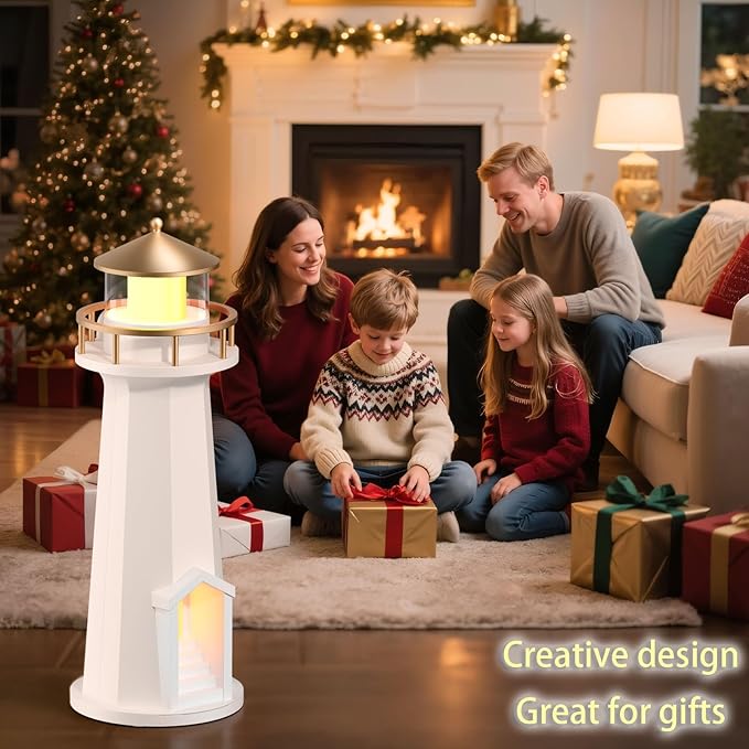 Light House Night Light with Speaker, Moon Projection Lamp, Wireless Phone Charger, Ambient Light